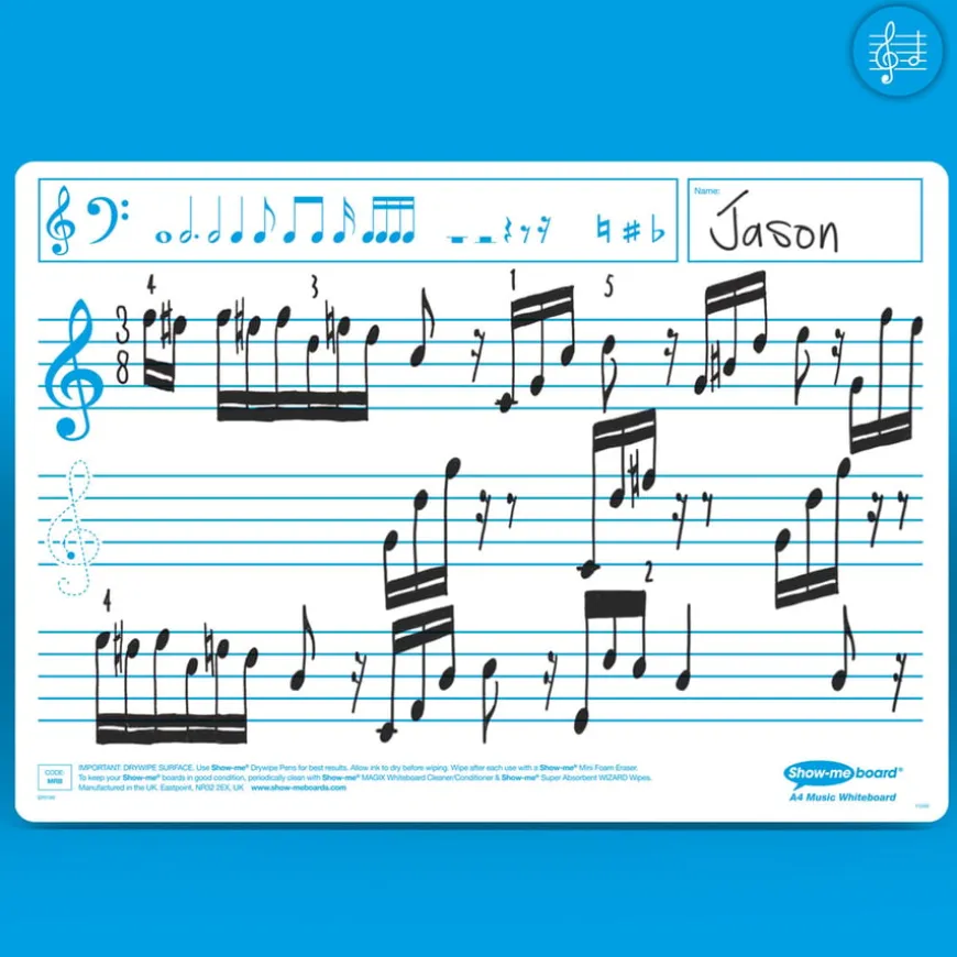 A4 Music Notation Whiteboards 35pk