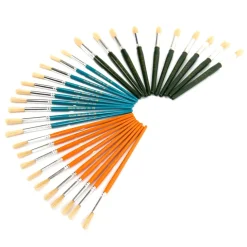 Assorted Round Short Hog Hair Paint Brushes 30pk