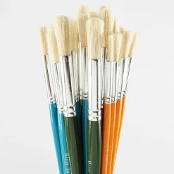 Assorted Round Short Hog Hair Paint Brushes 30pk