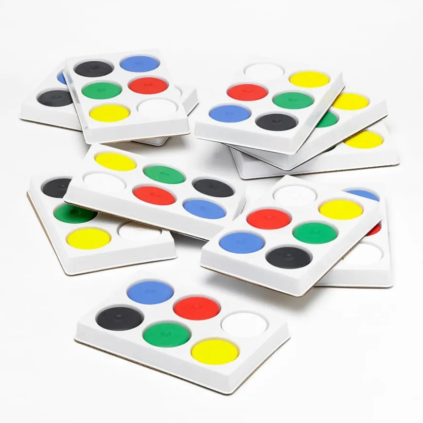 Assorted Tempera 6 Paint Blocks and Palette