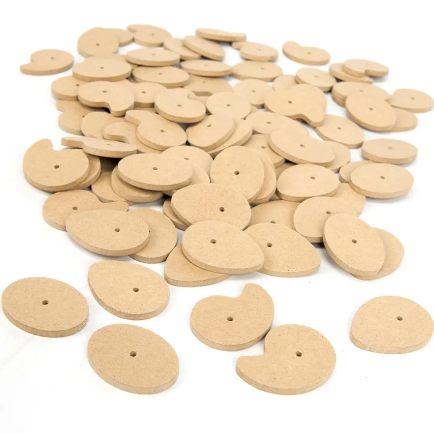 Assorted Wooden Cams 4mm Hole 90pk