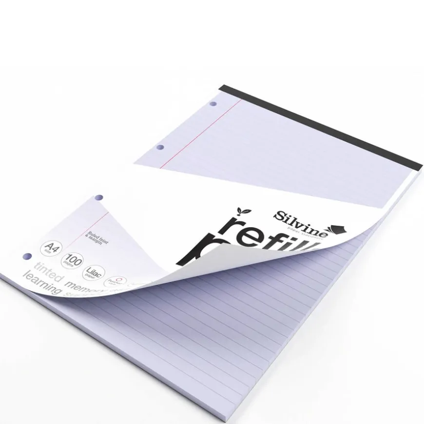 A4 Tinted Refill Pads 8mm Ruled Margin Assorted 100pg 5pk