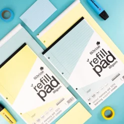 A4 Tinted Refill Pads 8mm Ruled Margin Assorted 100pg 5pk
