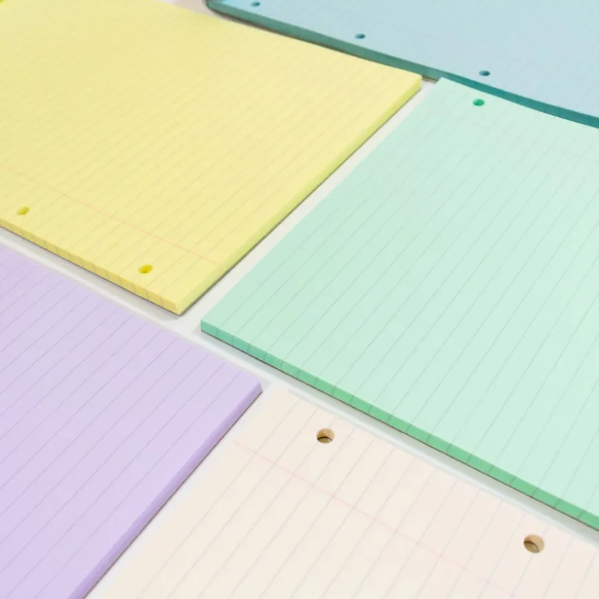 A4 Tinted Refill Pads 8mm Ruled Margin Assorted 100pg 5pk
