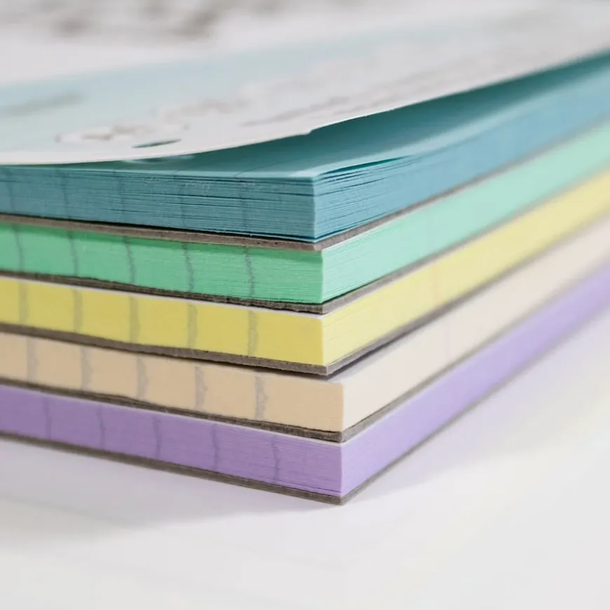 A4 Tinted Refill Pads 8mm Ruled Margin Assorted 100pg 5pk