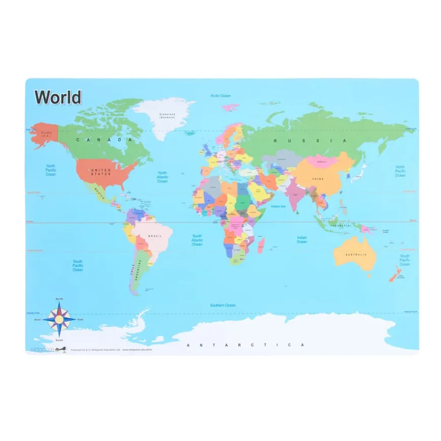 A3 Wipeable Map of the World 10pk