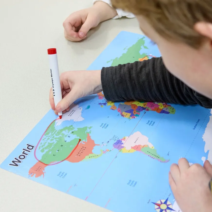 A3 Wipeable Map of the World 10pk