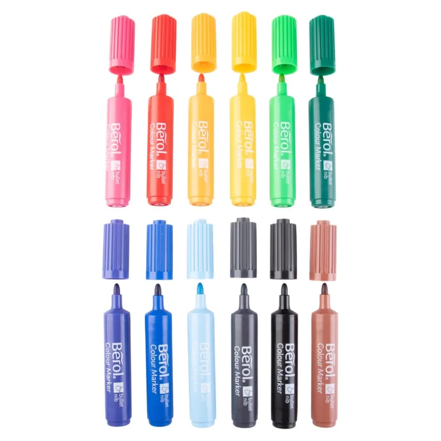 Berol® Colour Marker Pens Bullet Broad Tip Assorted Colours