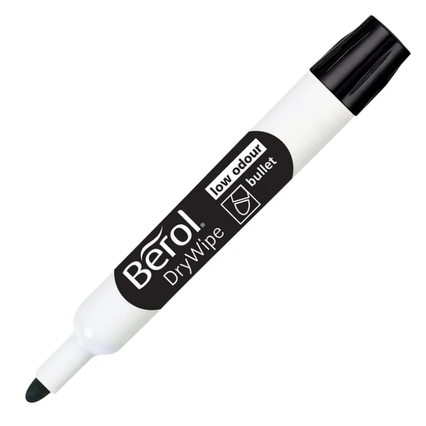 Berol® Drywipe Markers Bullet Tip Black 48pk