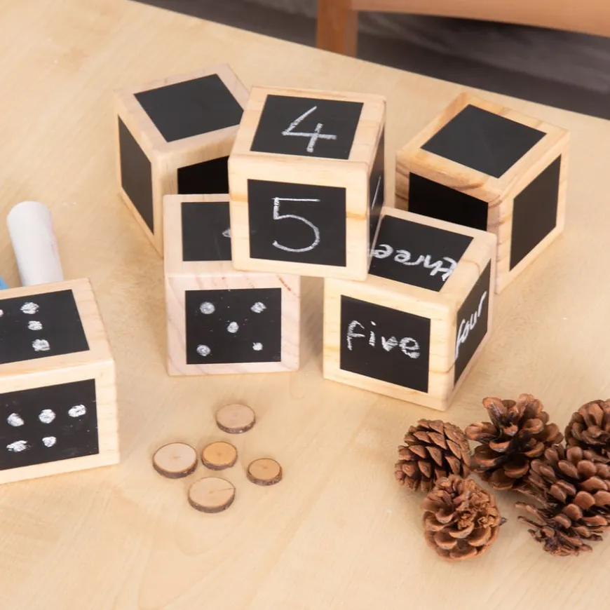 Chalk Wooden Cubes 6pk