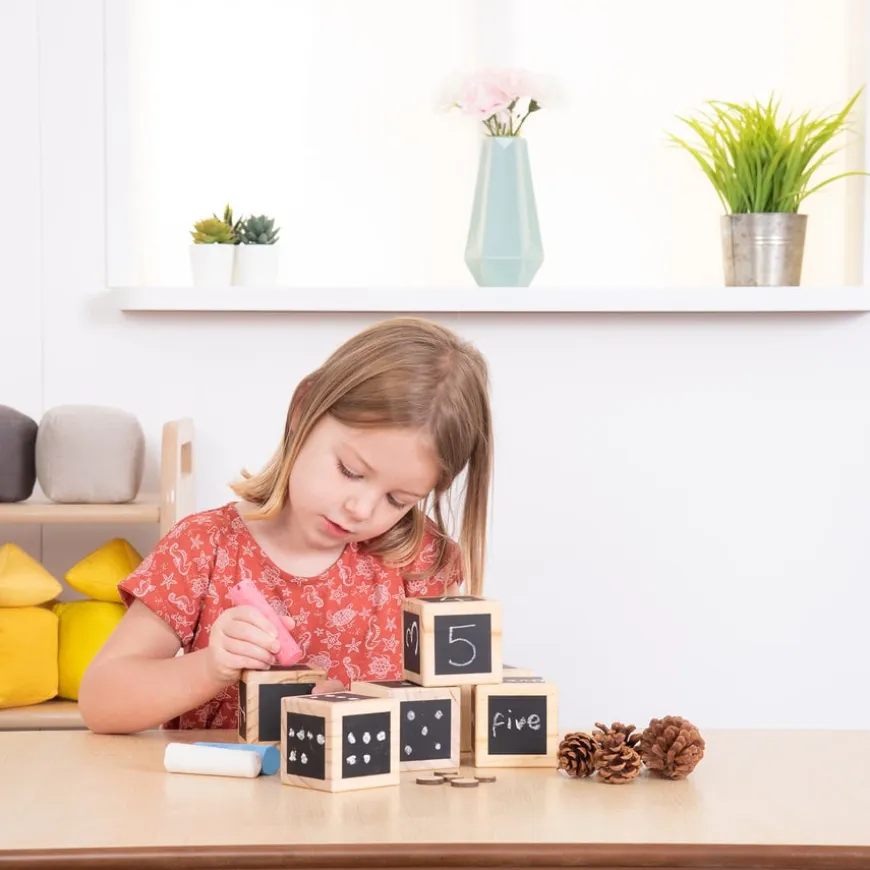 Chalk Wooden Cubes 6pk