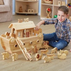 Classic Wooden Noah's Ark Small World Set 24pcs