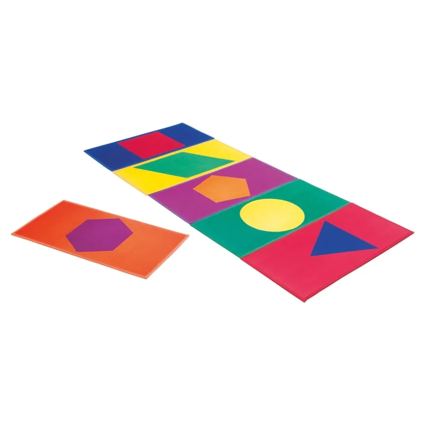 Coloured Floor Play Mats with Printed Shapes