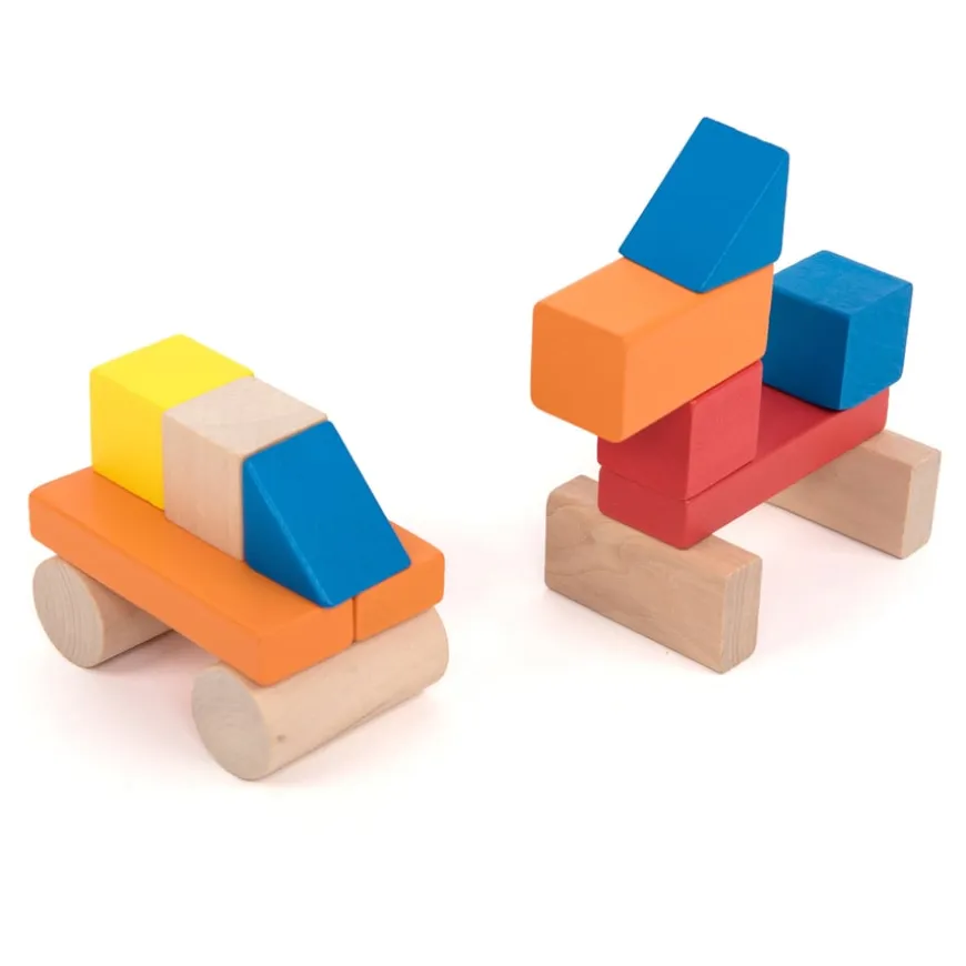 Coloured Wooden Building Blocks 100pk