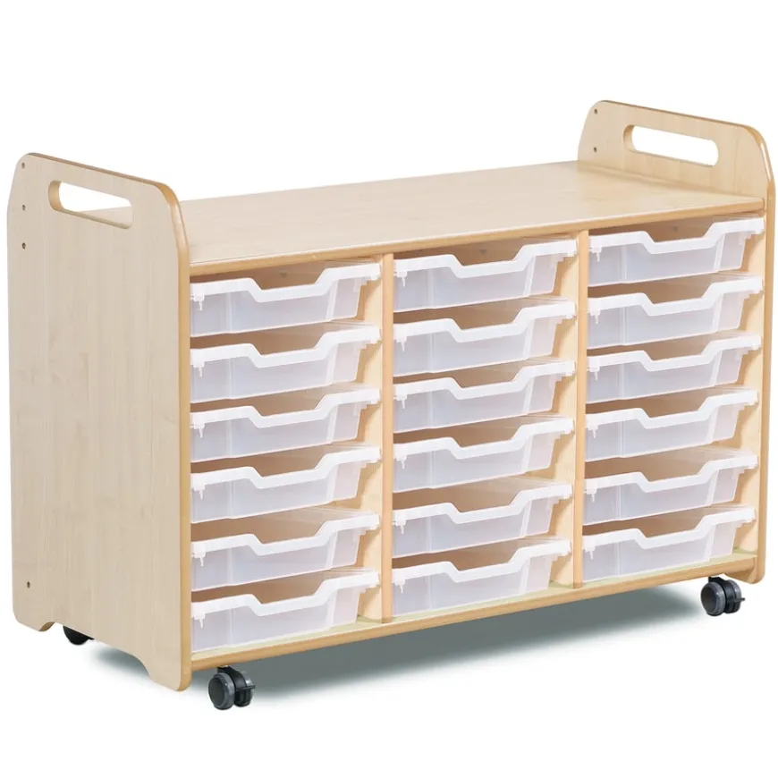 3 Column Tray Storage inc 18 Shallow Trays Translucent Trays