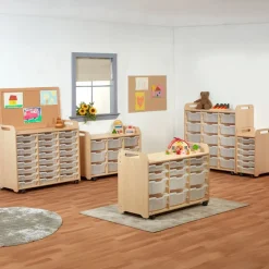 3 Column Tray Storage Unit with 9 Deep Translucent Trays