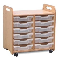 2 Column Tray Storage w/ 12 Shallow Translucent Trays H730mm