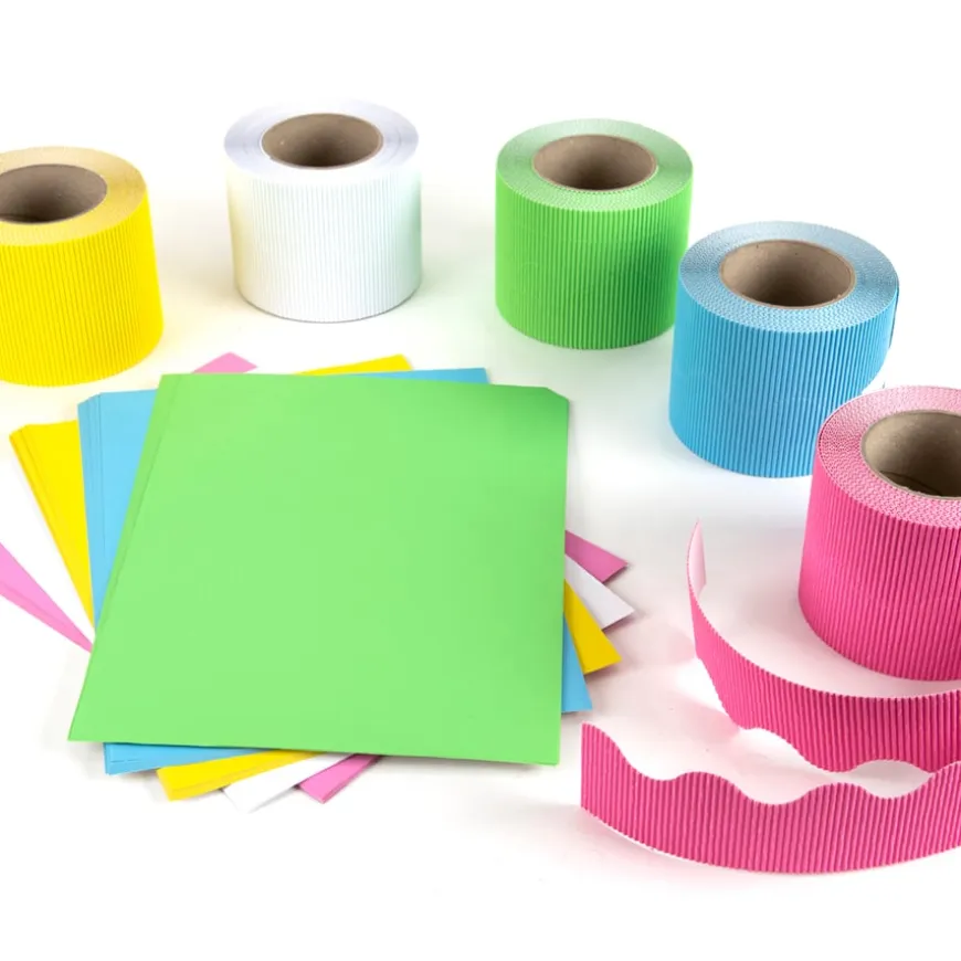 Corrugated Border Rolls Cool Colours Assorted 15m 5pk