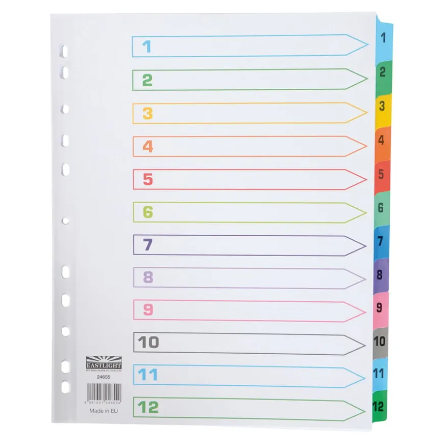 EASTLIGHT Extra Wide A4 Numerical Index Dividers