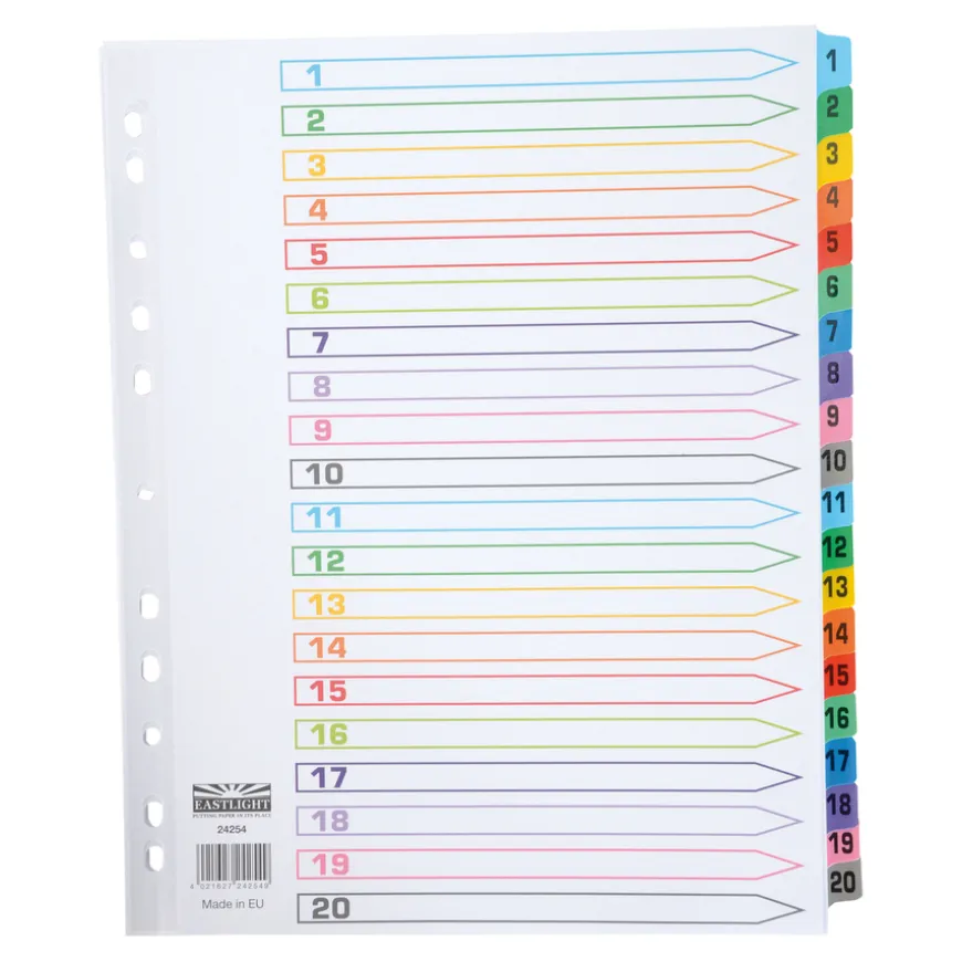 EASTLIGHT Extra Wide A4 Numerical Index Dividers