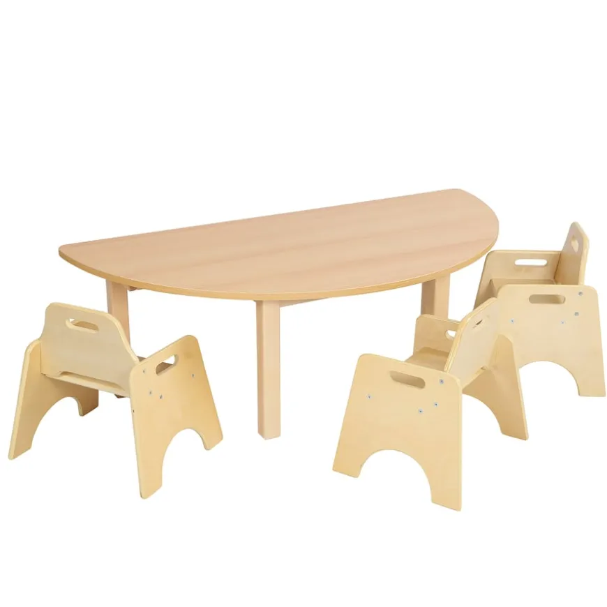 Essentials Beech Semi Circle Table