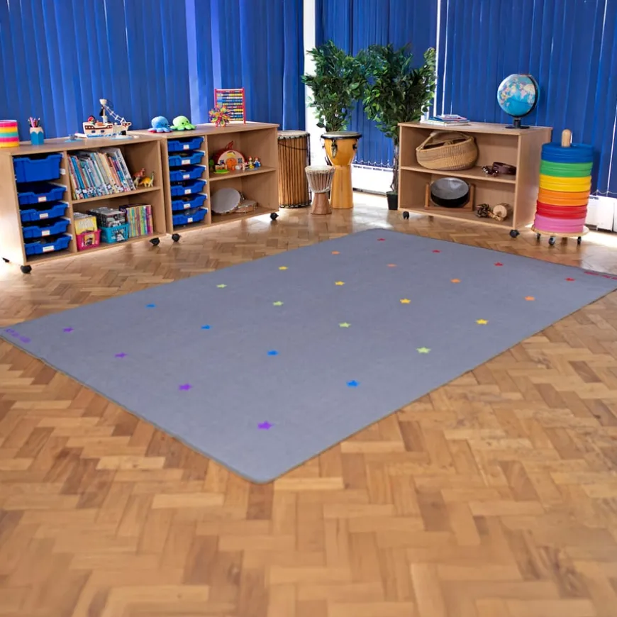 Essentials Rainbow Stars Grey Carpet 3 x 2m