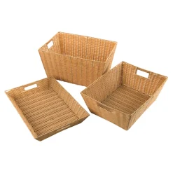 Faux Plastic Wicker Baskets Mixed Pack