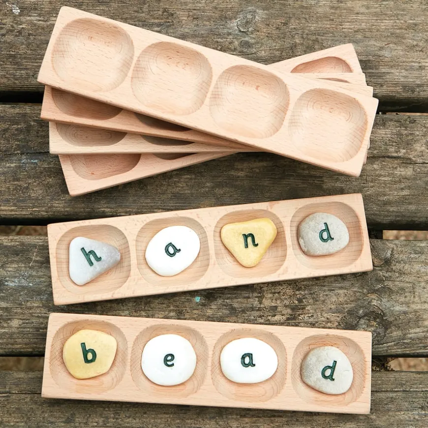 Four Pebble Word Building Tray Set 6pk