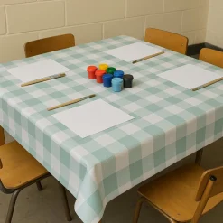 Gingham Tablecloth Duck Egg 2pk 1.4 x1.7m