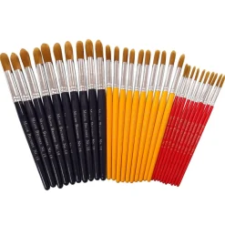Golden Nylon Round Paint Brushes Assorted 30pk