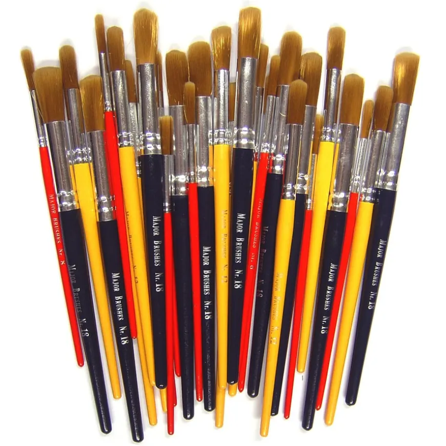 Golden Nylon Round Paint Brushes Assorted 30pk