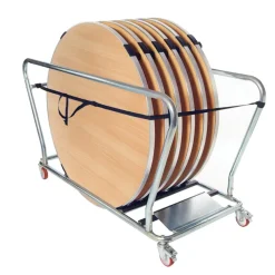 Gopak Contour Round Folding Tables 6pk and Trolley