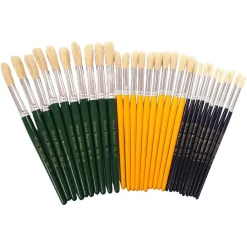 Hog Hair Round Head Paint Brushes Assorted 30pk