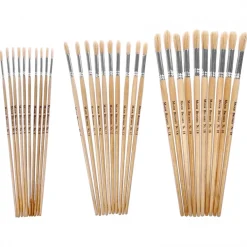 Hog Hair Round Head Paint Brushes Assorted 30pk