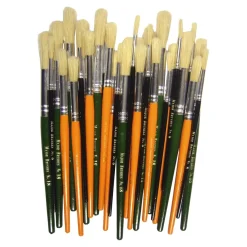 Hog Hair Round Head Paint Brushes Assorted 30pk