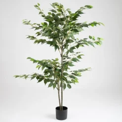 Large Green Artificial Ficus Tree in Black Pot 140cm