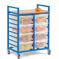 Large Trolley With Eight Lidded Trays Cool Blue H940mm