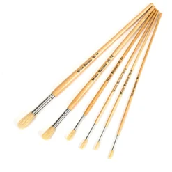 Long Handled Round Hog Hair Paint Brushes 60pk