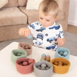 Loose Parts Felt Ball and Bowl Set Earth Colours