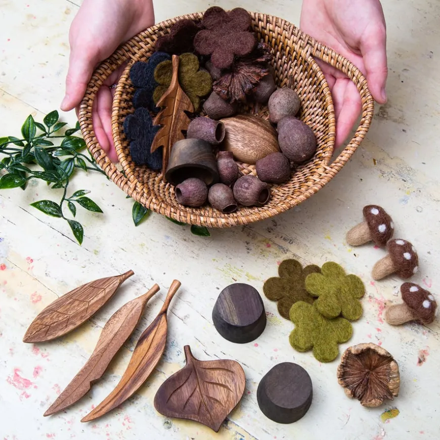 Loose Parts Nature Collection Basket 35pcs