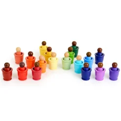 Loose Parts Tonal Rainbow Wooden People and Cups