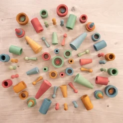 Loose Parts Wooden Shapes Large 72 Piece Set - Earth