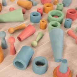 Loose Parts Wooden Shapes Large 72 Piece Set - Earth