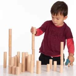 Loose Parts Wooden Stacking & Building Columns 40pk