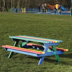 Marmax Children’s Recycled Heavy-Duty Picnic Bench Rainbow