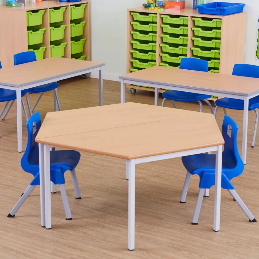 MDF Edge Welded Frame Trapezoidal Table