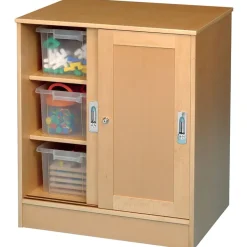 Medium Beech Lockable Storage Cupboard H850 x W530 x L710mm