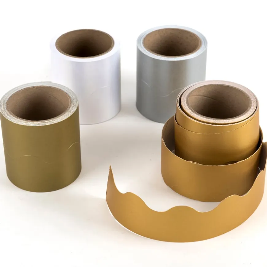 Metallic Scalloped Card Border Rolls Assorted 15m 4pk