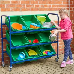 Metal Tilted Tray Trolley with Trays