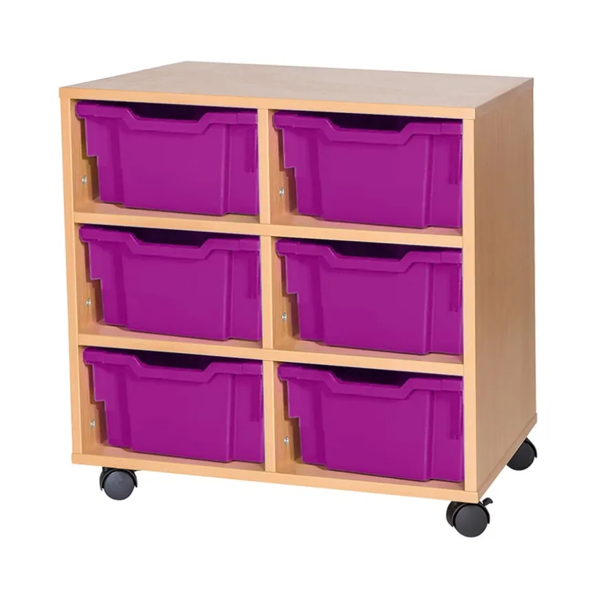 Mobile Double Tray Storage Unit 6 Deep
